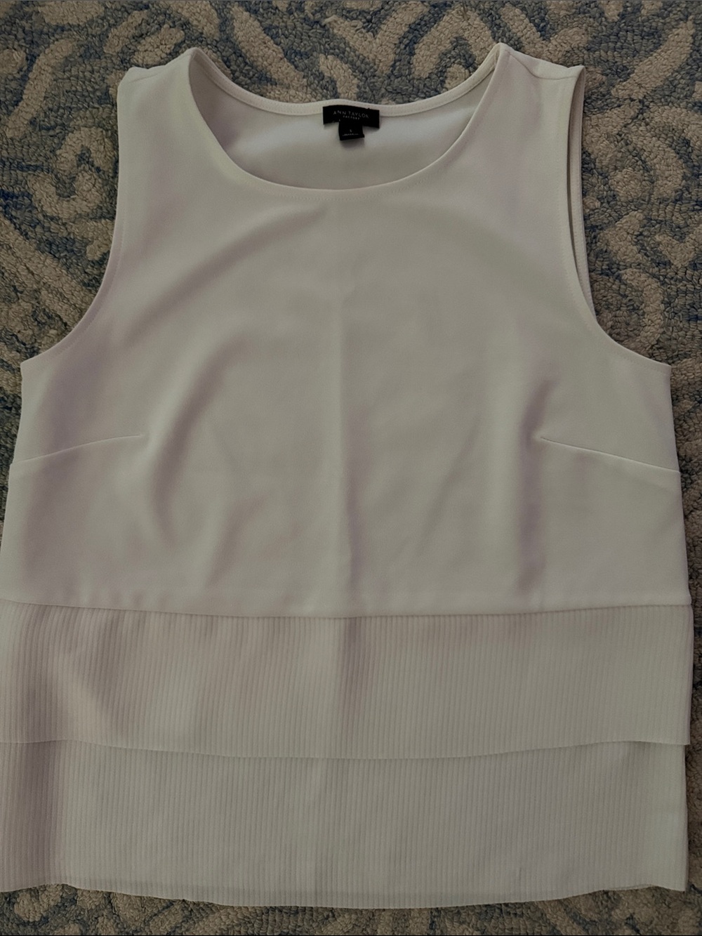LOFT Cream Layered Shell Sleeveless Top
